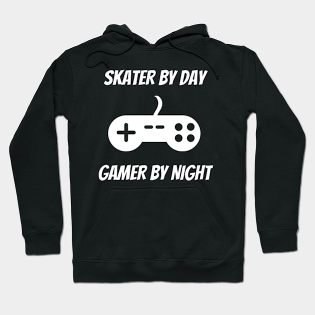 Skater By Day Gamer By Night - Skater Gift Hoodie by Petalprints